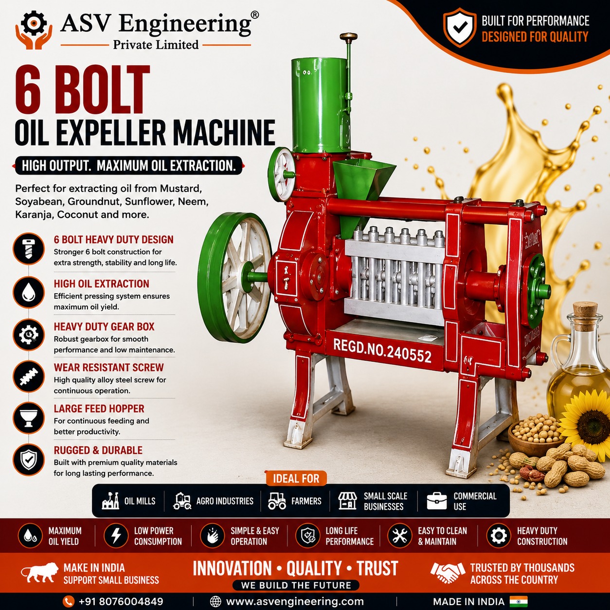 6 Bolt Oil Expeller Machine - Industrial Machine, Delhi