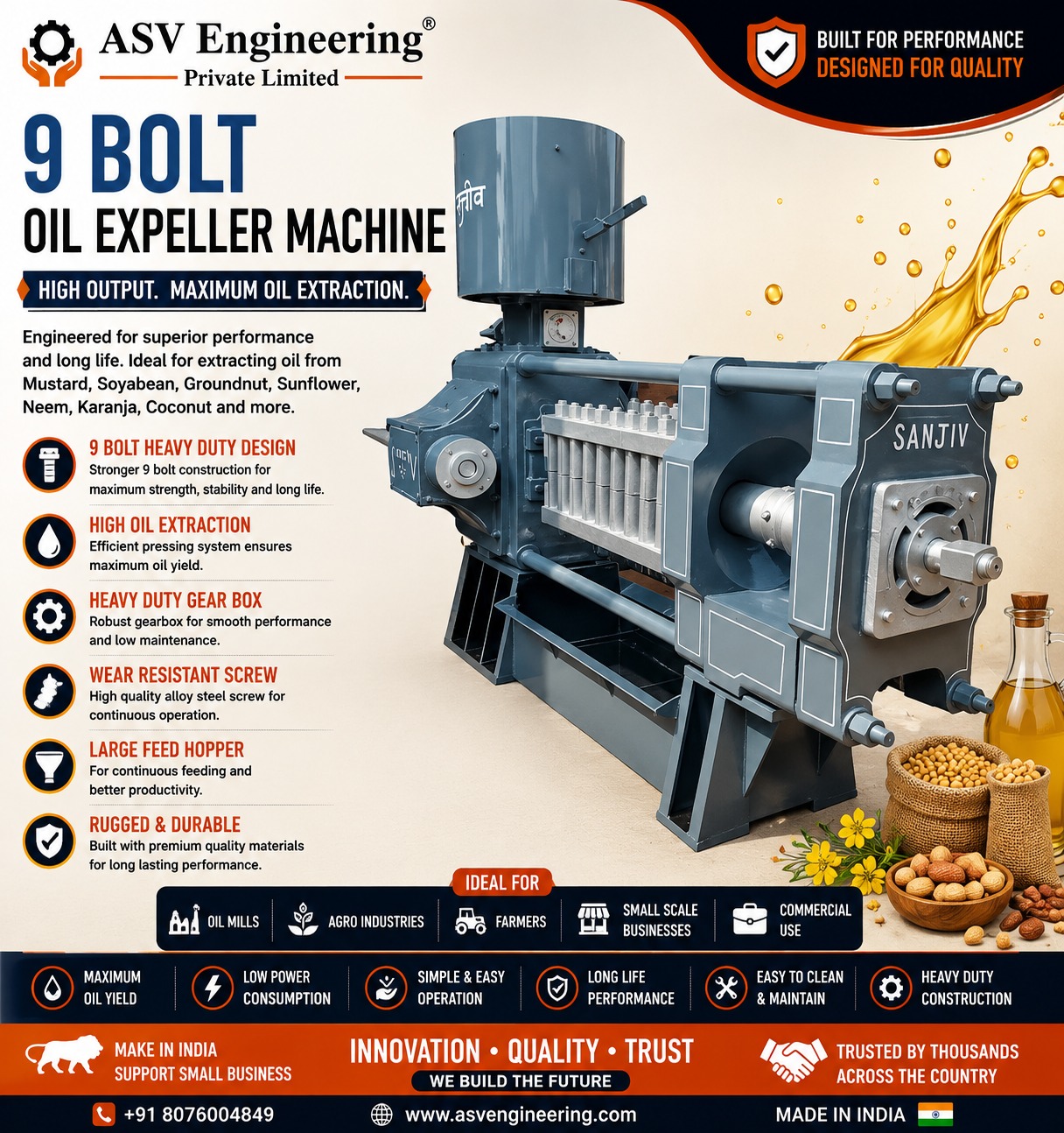 9 Bolt Oil Expeller Machine - Industrial Machine, Delhi