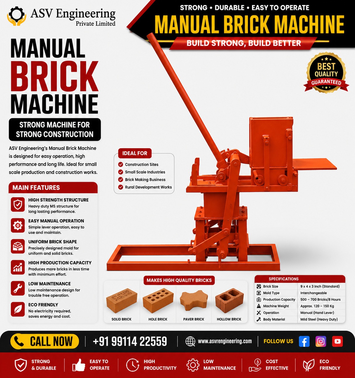 Manual Brick Making Machine - Industrial Machine, Delhi