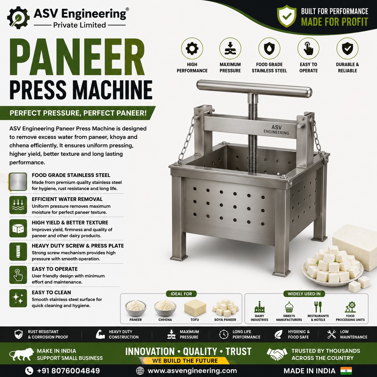 Paneer Press Machine - Industrial Machine, Delhi